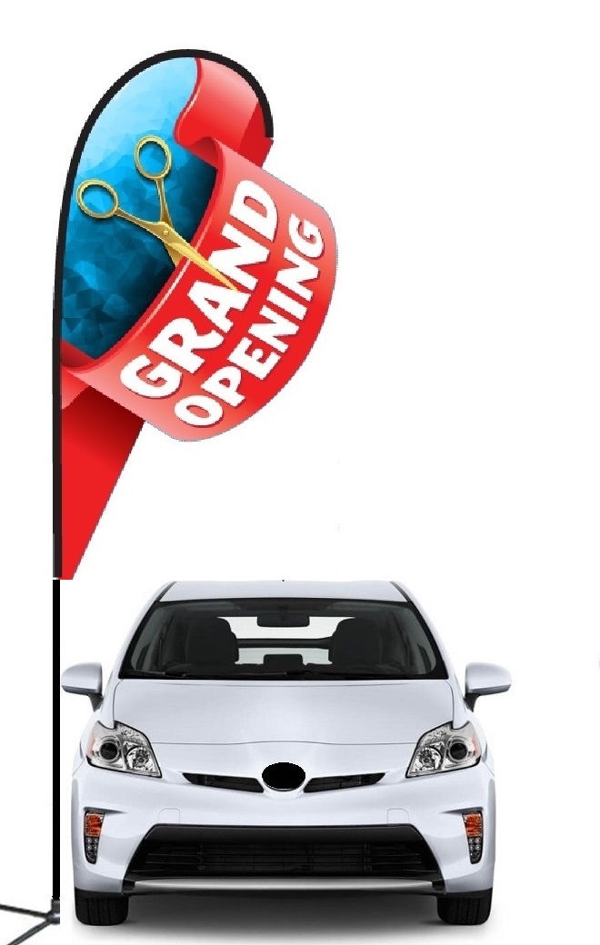Grand Opening double-sided 3D teardrop flag kit with laser-cut design