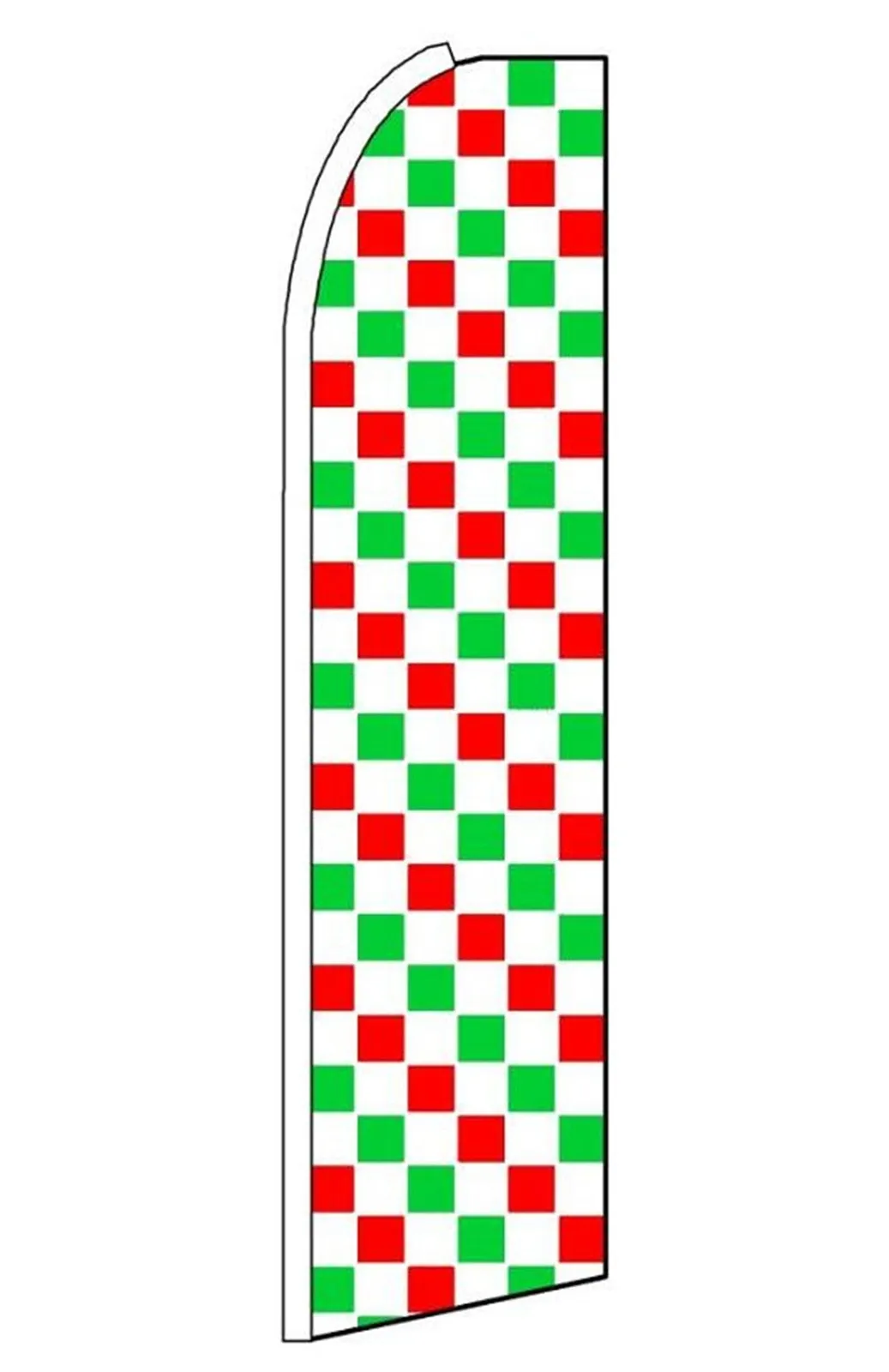 Red Green White Checkered Swooper Feather Flag #ab16