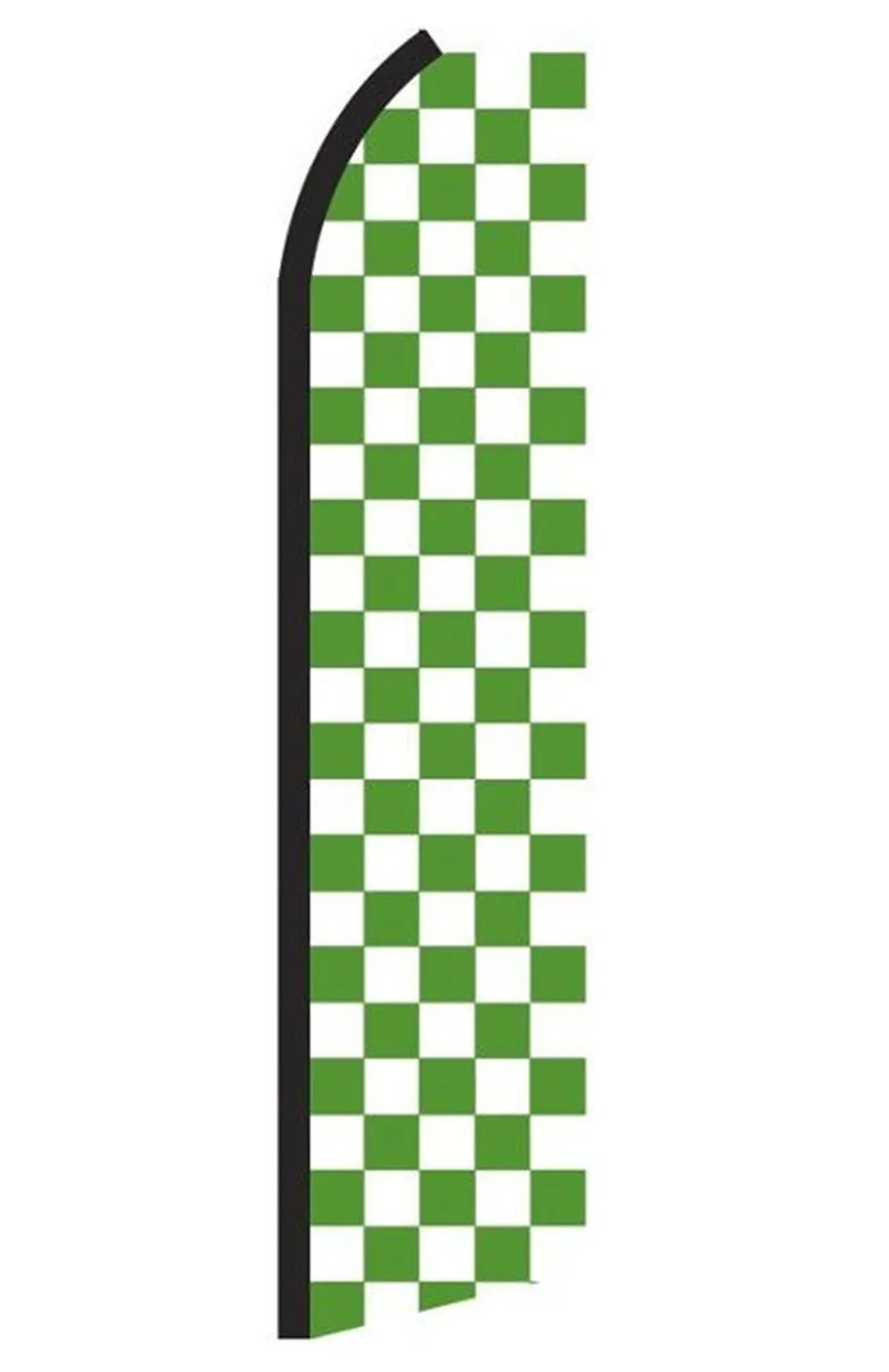 Green White Checkered Swooper Feather Flag #rj6