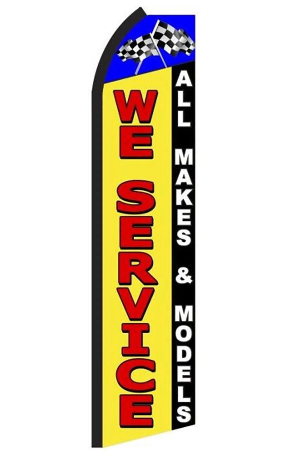 We Service All Makes and Models vertical swooper feather flag, SJ3
