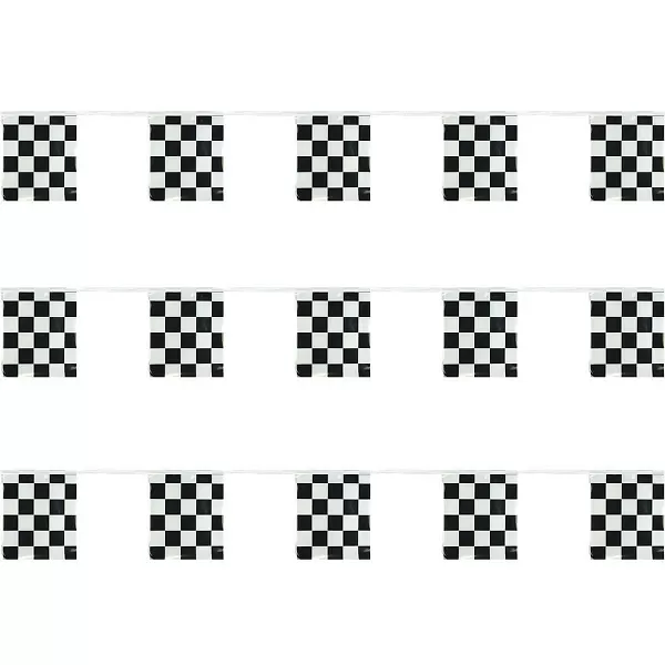 Black and White Checkered String Pennants Polyethylene Rectangle Shape 100ft