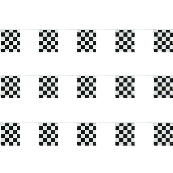 Black and White Checkered String Pennants Polyethylene Rectangle Shape 50ft