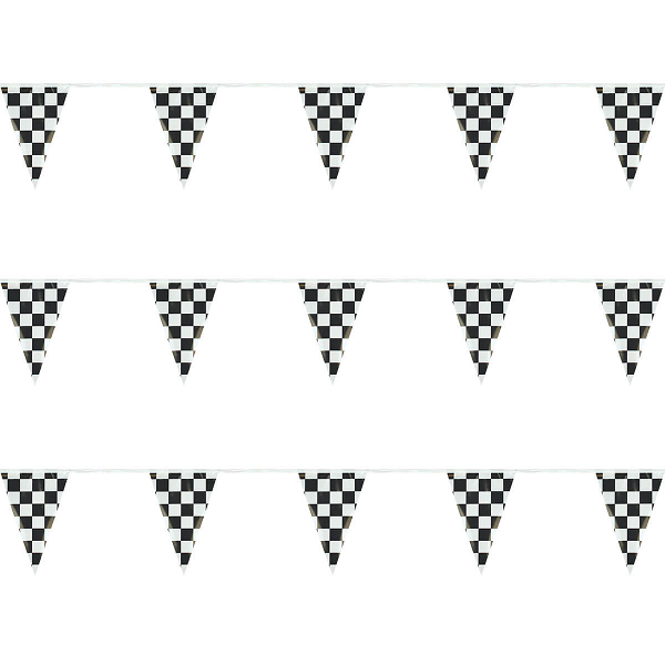 Black and White Checkered String Pennants Polyethylene Triangle Shape 50ft