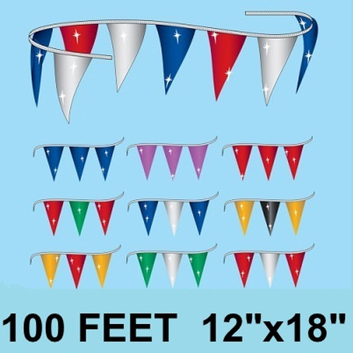 Metallic Triangle Pennants. 12x18 100-feet. #m-100