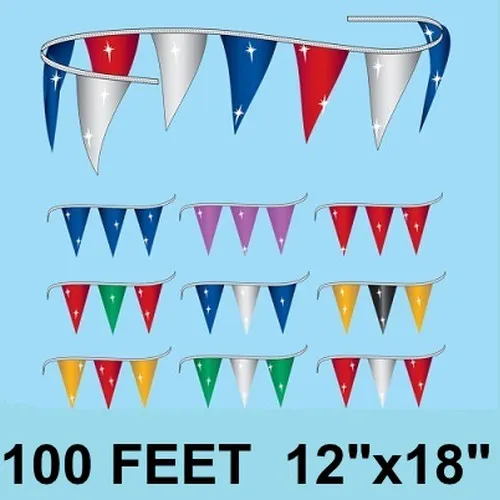 Metallic Triangle Pennants. 12x18 100-feet. #m-100