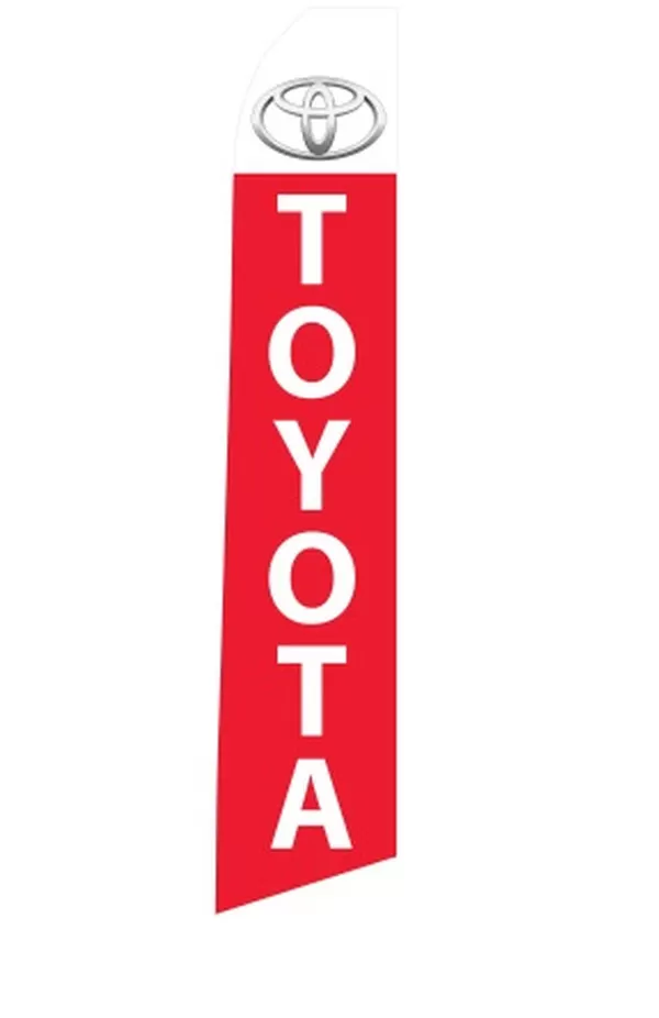 Red Toyota feather flag with white lettering and Toyota emblem, EZ831