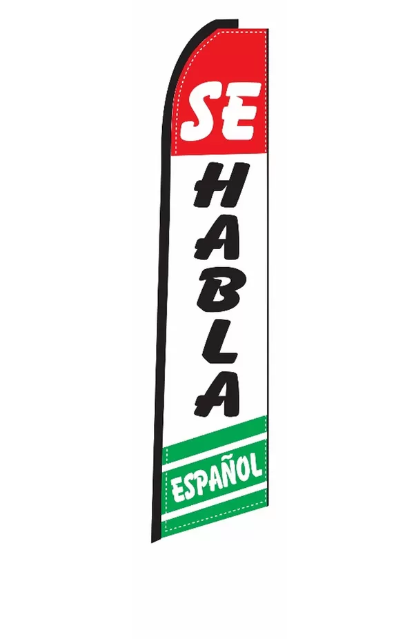 Se Habla Espanol feather flag in red, white, green and blue, EZ831