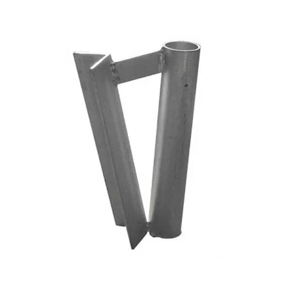 Angled metal flagpole mounting bracket with a sloped pole sleeve