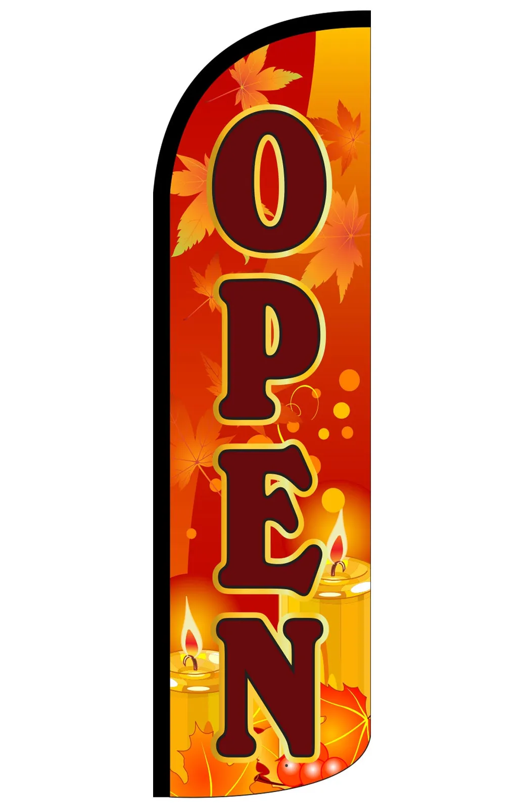 windless open feather flag #f57