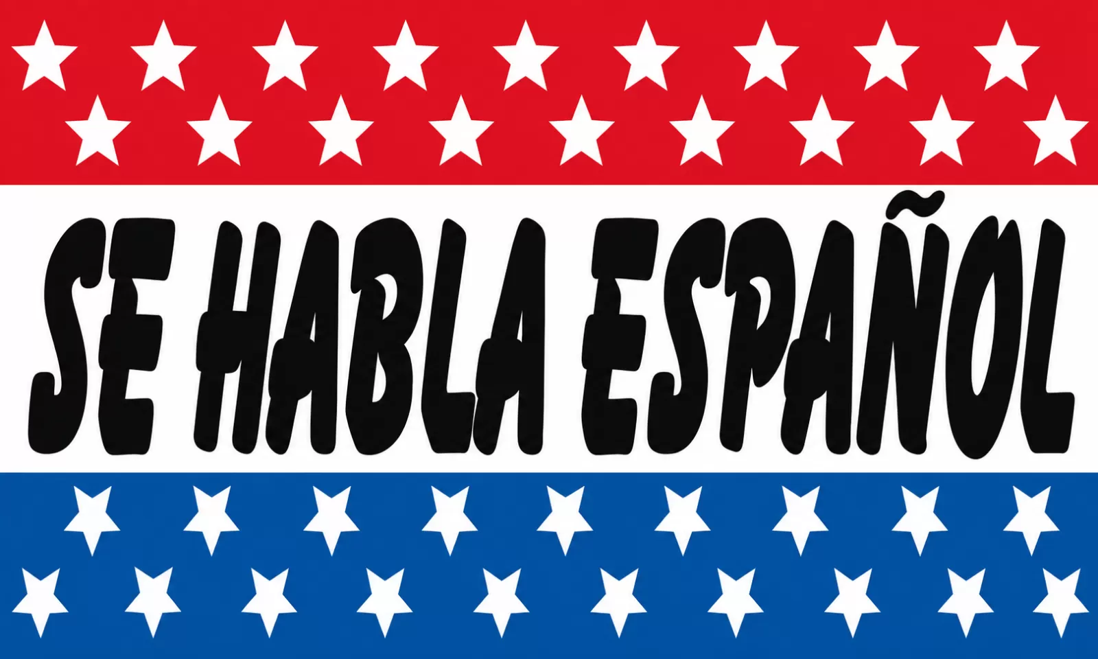 Rectangular 3x5 Se Habla Espanol flag, style 323R, with two hanging grommets