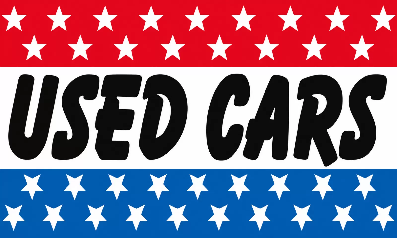 Rectangular 3x5 Used Cars flag, style 329R, with two hanging grommets