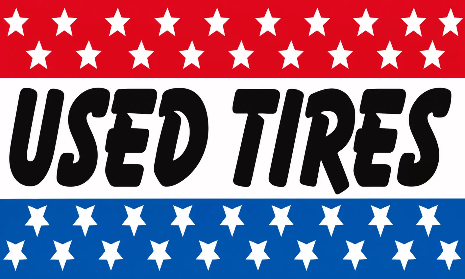 Rectangular 3x5 Used Tires flag, style 331R, with two hanging grommets