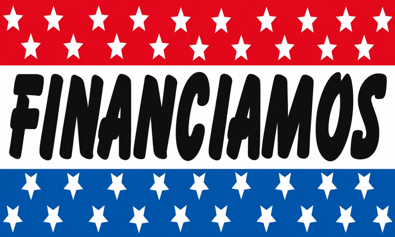 Rectangular 3x5 Financiamos flag, style 333R, with two hanging grommets