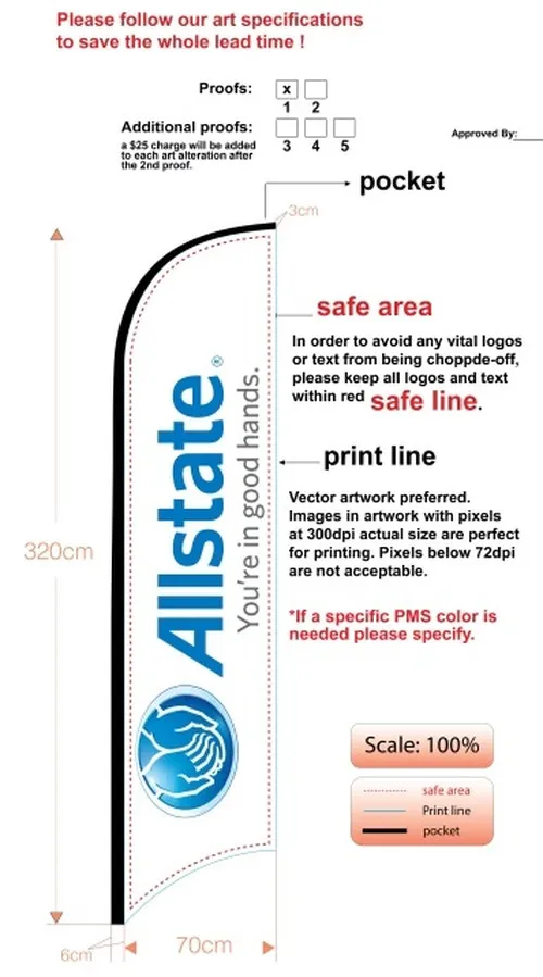 allstate insurance custom feather flag blue-on-white