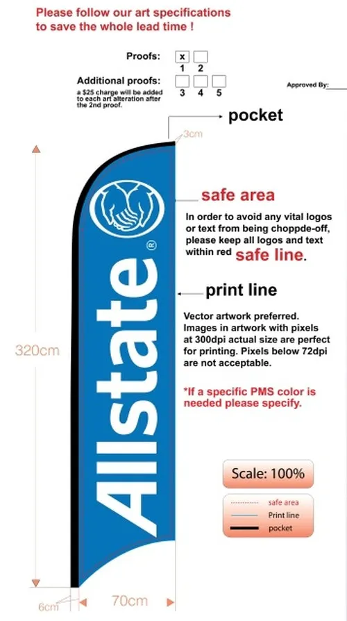 Allstate Insurance Custom Feather Flag white-on-blue