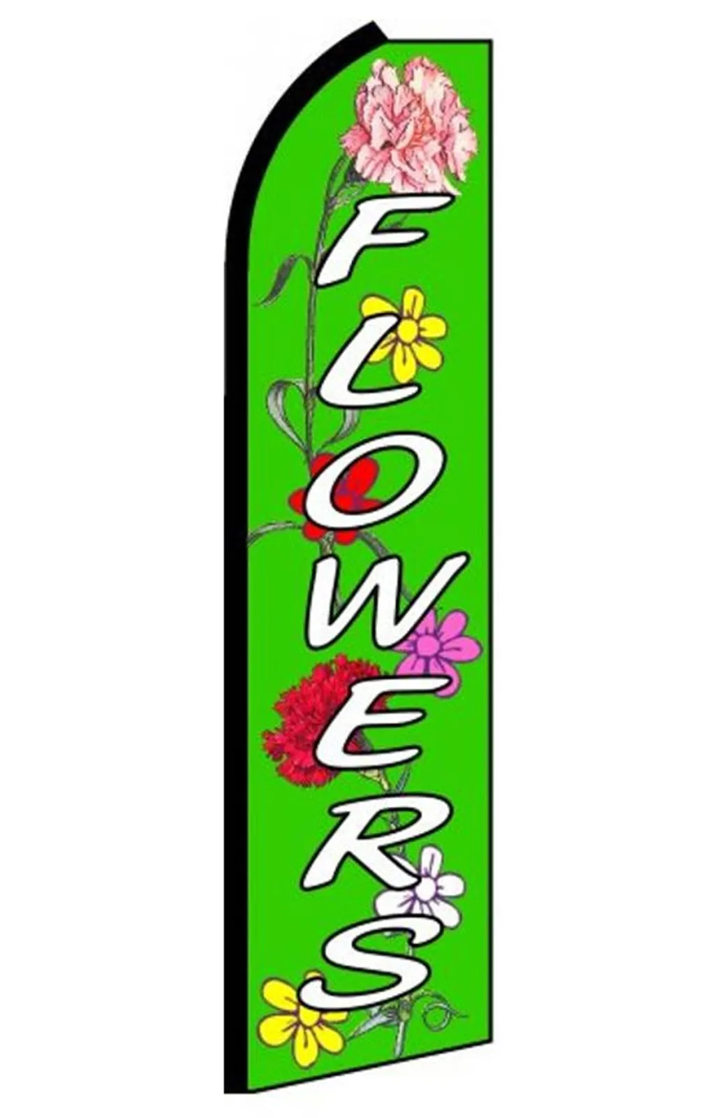 Green Flowers swooper feather flag, design MS0586