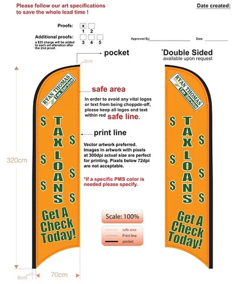 Double-sided Custom Tax Service Feather Flag Kit With Pole, Ground-spike, & Case
