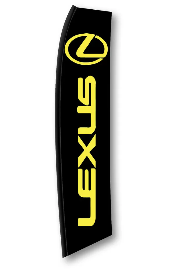 Black Lexus feather flag with yellow lettering and Lexus emblem, SW-LEX
