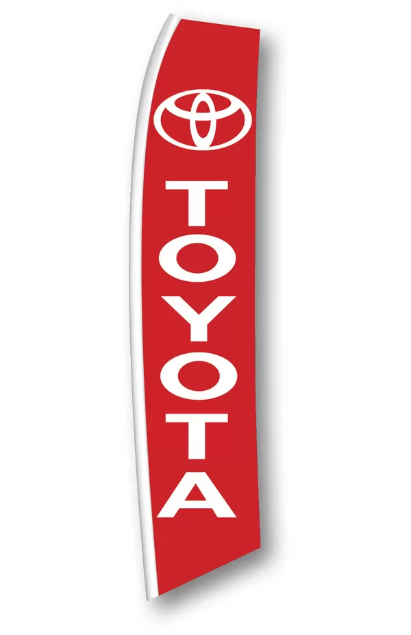 Red Toyota feather flag with white lettering and emblem, NSF-STYLE 6036B