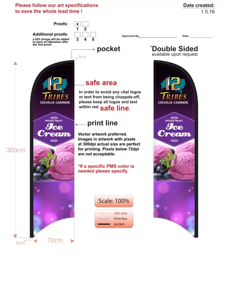 Custom 12 Tribes Ice Cream Double-sided Feather Flag Kit With Flagpole, Cross-base And Water Bag
