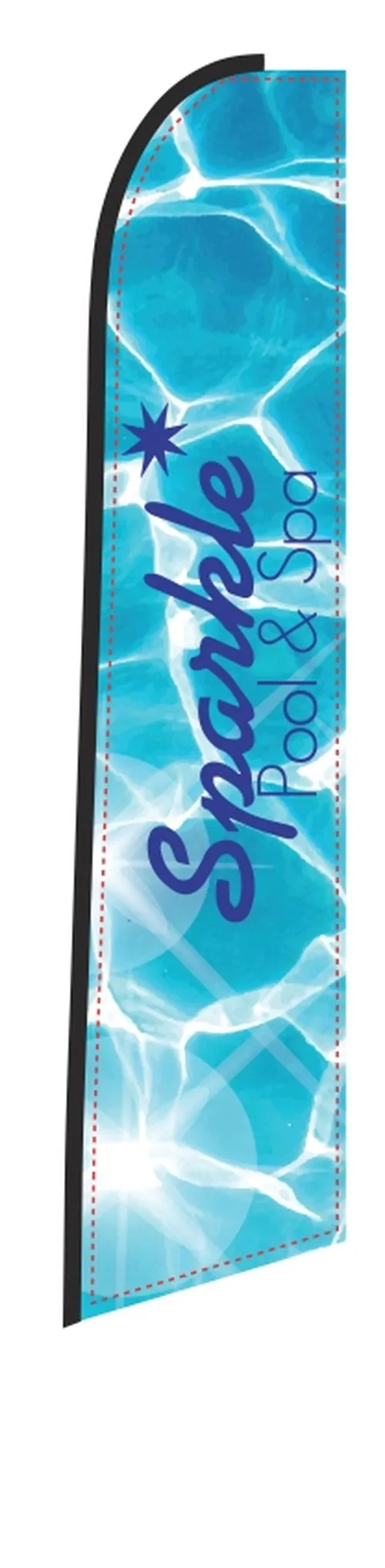 custom sparlke pool single-sided swooper flag kit with flagpole and groundspike