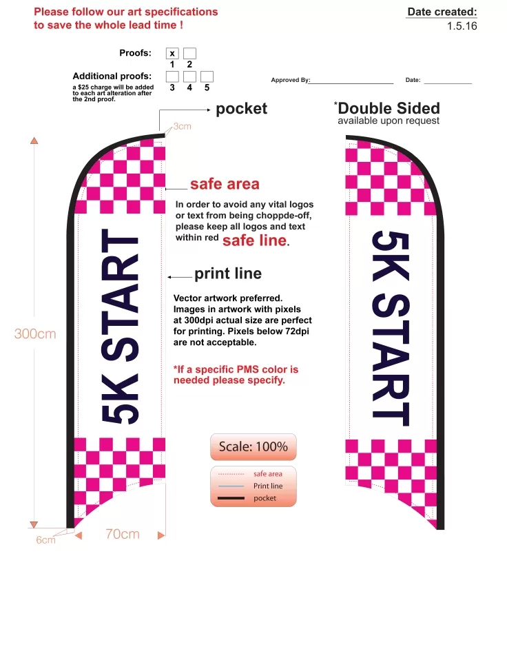 Custom Double-sided 5K START Feather Flag Kit With Flag, Flagpole, & Water-base