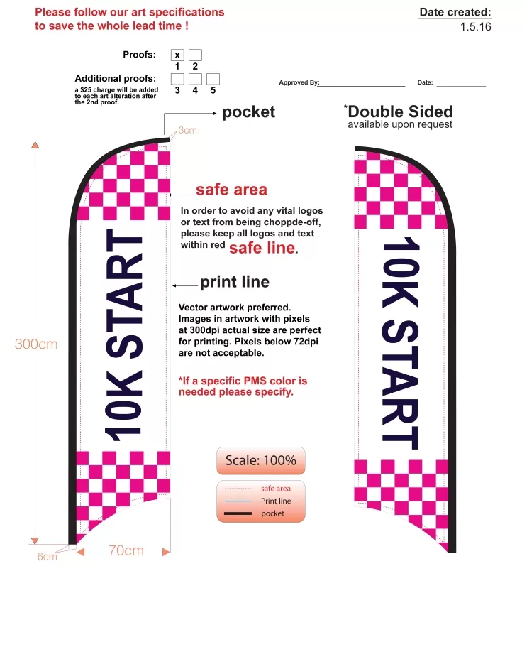 Custom Double-sided 10k Start Feather Flag Kit With Flag, Flagpole, & Water-base