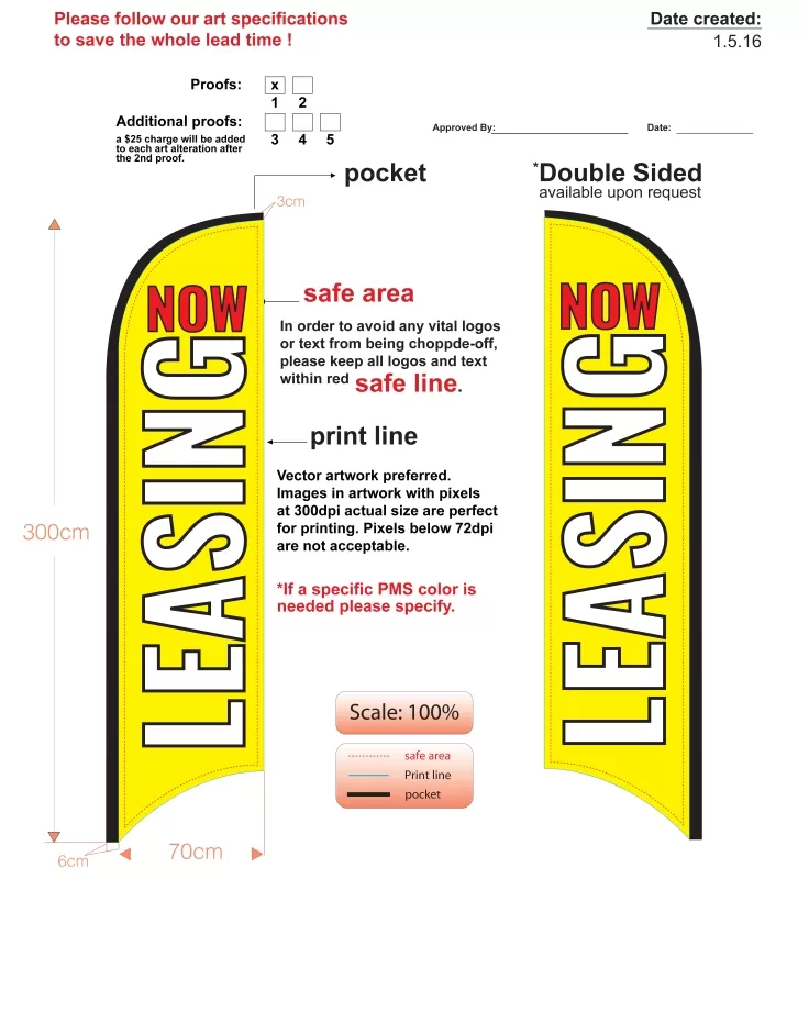 Custom Double-sided Now Leasing Feather Flag Kit With Flag, Flagpole, & Ground-spike In Yellow