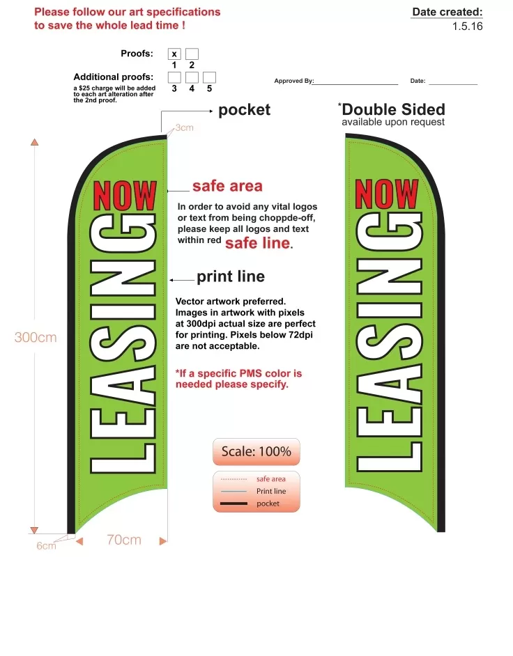Custom Double-sided Now Leasing Feather Flag Kit With Flag, Flagpole, & Ground-spike In Green