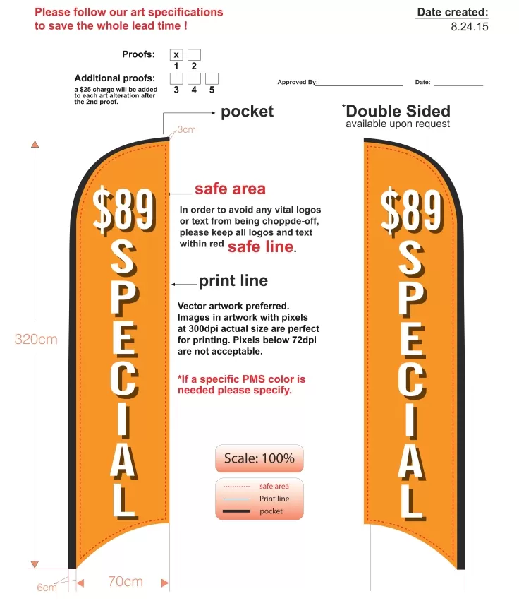 custom $89 special double-sided feather flag kit with pole and ground-spike