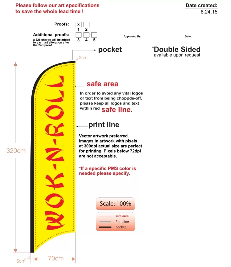 Custom WOK & ROLL Double-sided Feather Flag Kit With Pole And Ground-spike