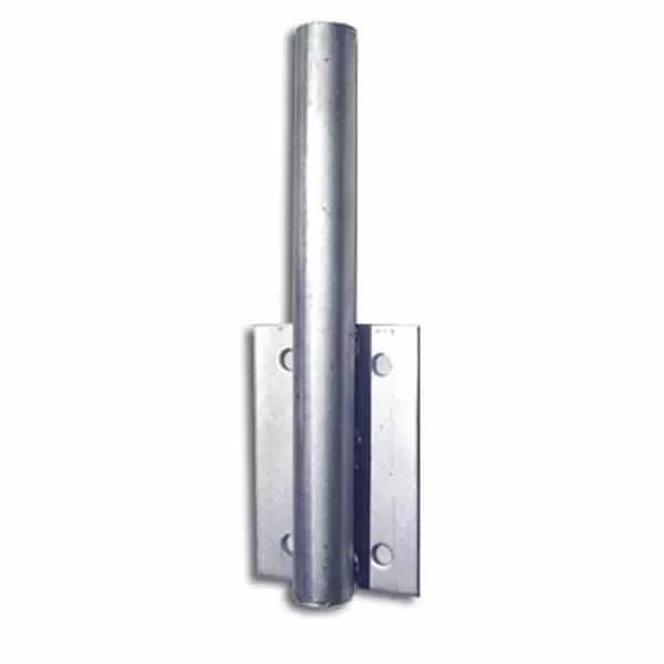 Bolt-on wall mount flagpole holder with mounting plate and upright sleeve