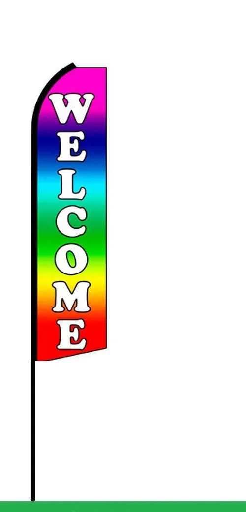 Welcome Rainbow Swooper Feather Flag #sf-k036