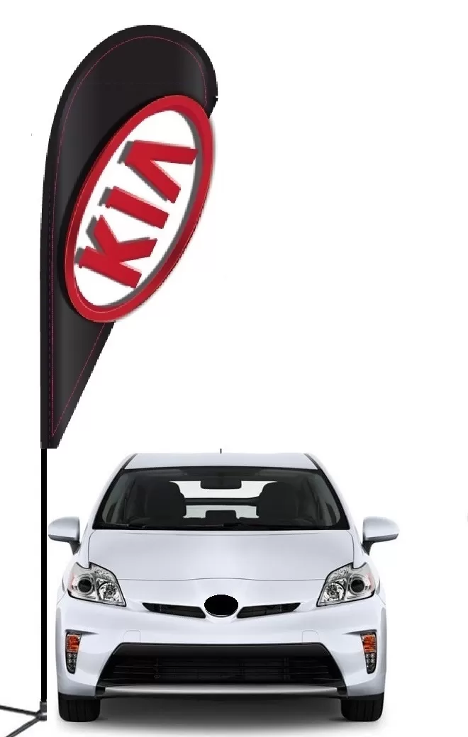 Kia double-sided 3D teardrop flag kit with laser-cut design