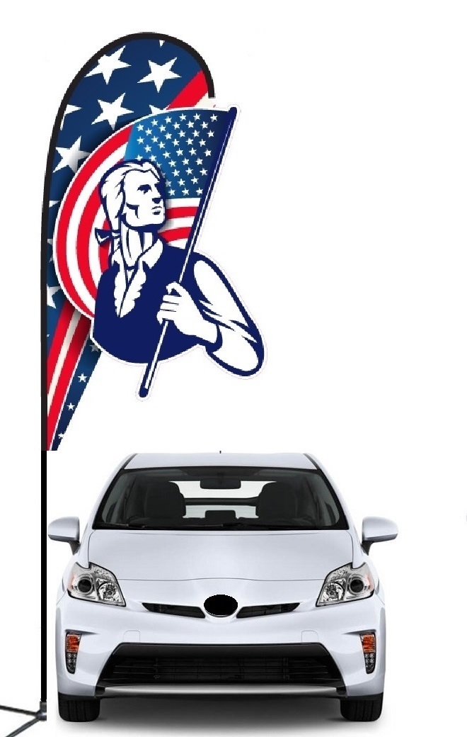 Patriotic double-sided 3D teardrop flag kit with laser-cut design
