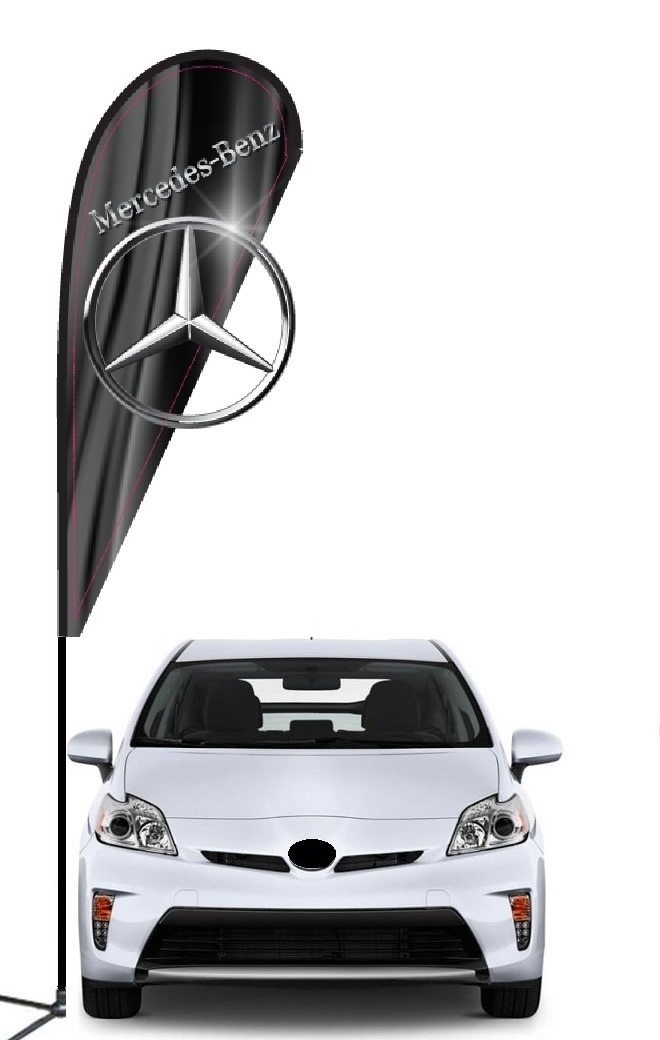 Mercedes double-sided 3D teardrop flag kit with laser-cut design