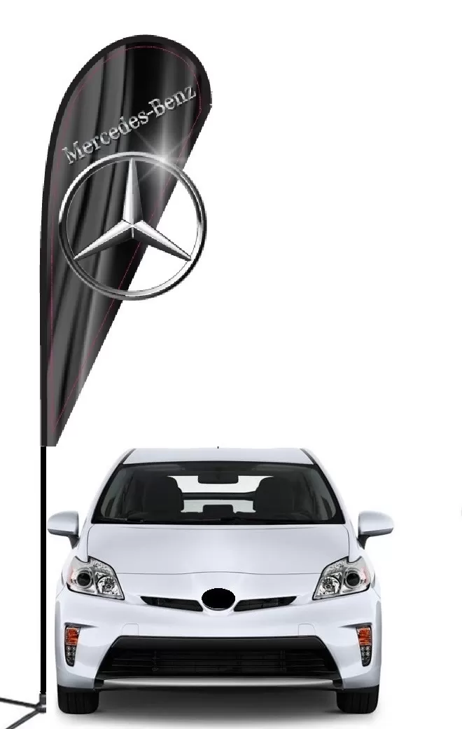 Mercedes double-sided 3D teardrop flag kit with laser-cut design