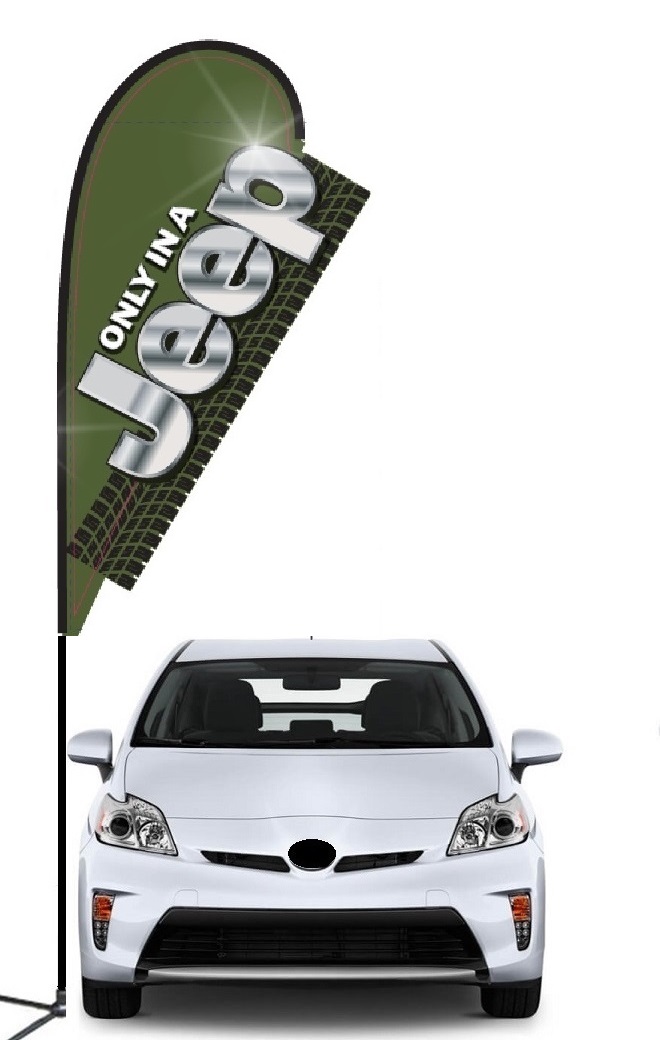 Jeep double-sided 3D teardrop flag kit with laser-cut design