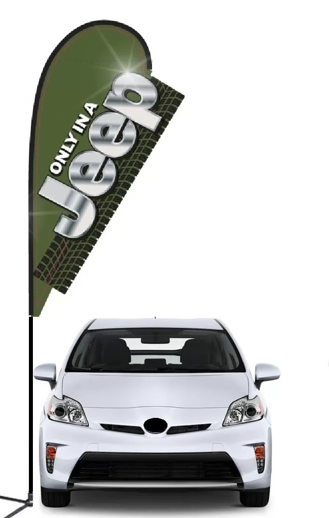 Jeep double-sided 3D teardrop flag kit with laser-cut design