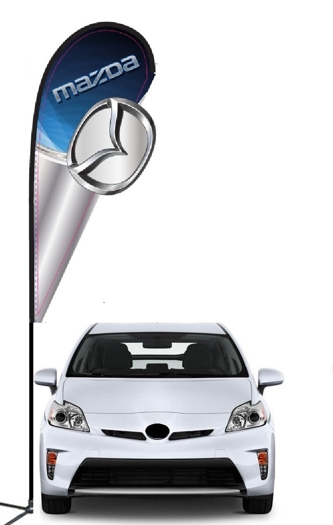 Mazda double-sided 3D teardrop flag kit with laser-cut design