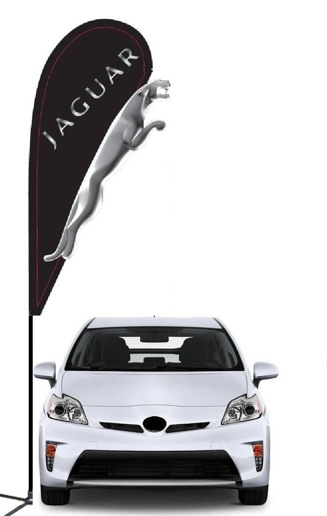 Jaguar double-sided 3D teardrop flag kit with laser-cut design