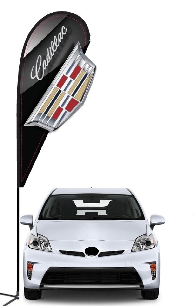 Cadillac double-sided 3D teardrop flag kit with laser-cut design