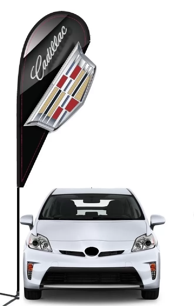 Cadillac double-sided 3D teardrop flag kit with laser-cut design