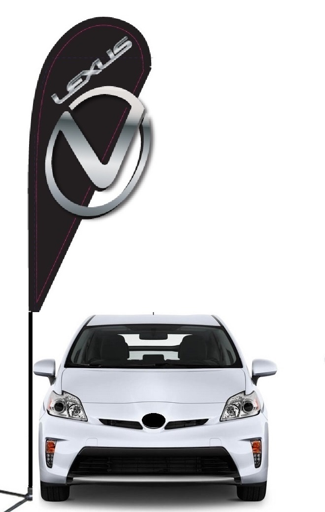 Lexus double-sided 3D teardrop flag kit with laser-cut design