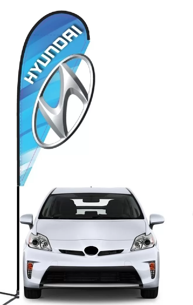 Hyundai double-sided 3D teardrop flag kit with laser-cut design