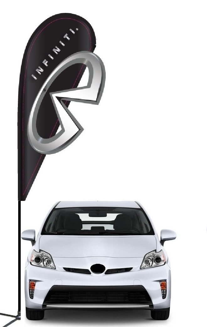 Infiniti double-sided 3D teardrop flag kit with laser-cut design