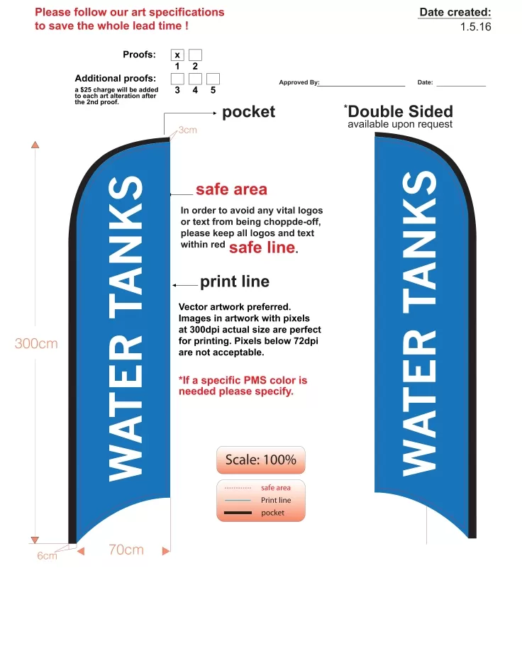 Water tank Custom double-sided Feather Flag With Pole And Ground-spike