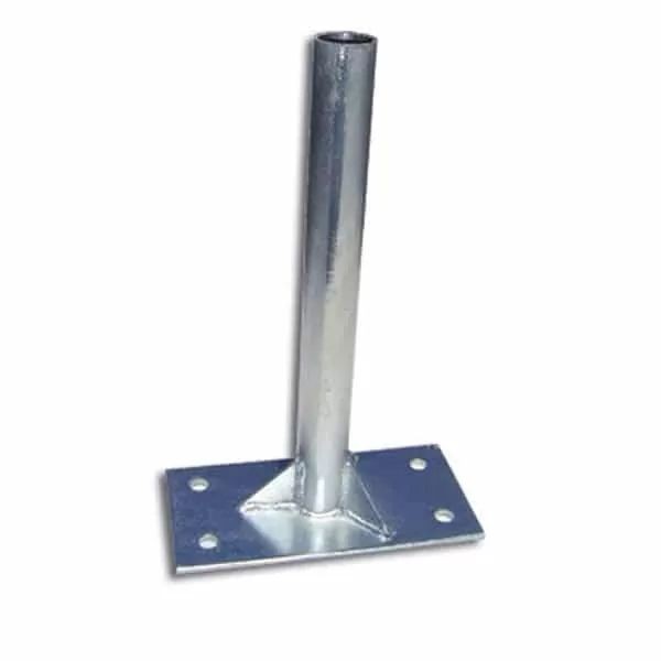 Roof mount flagpole holder with flat mounting plate and upright sleeve