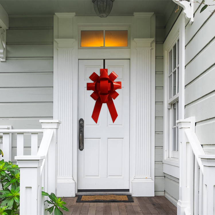 22-inch front door bow with two tails and an over-door hanger