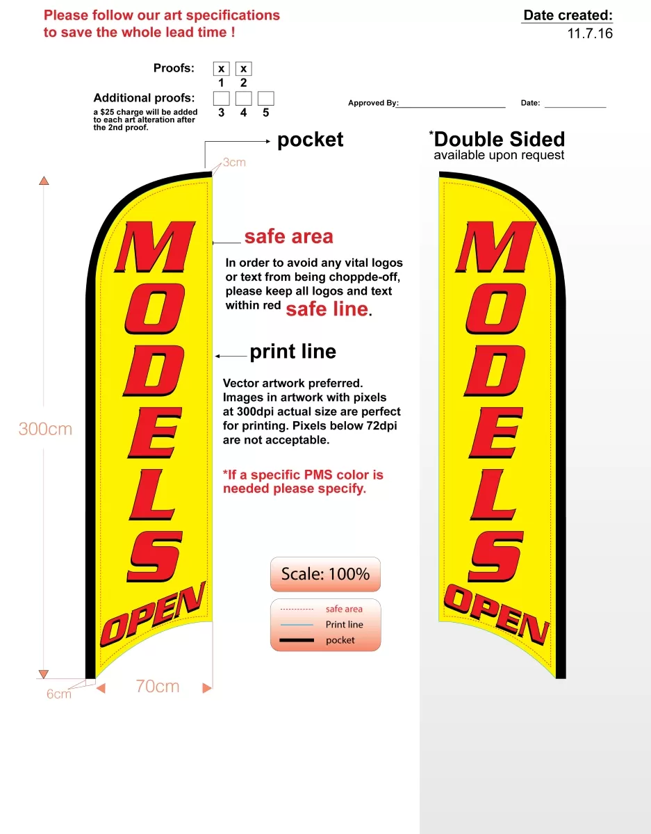 Custom Models Open Double-sided Feather Flag Kit With Flag, Flagpole, Ground-spike & Carry-Case